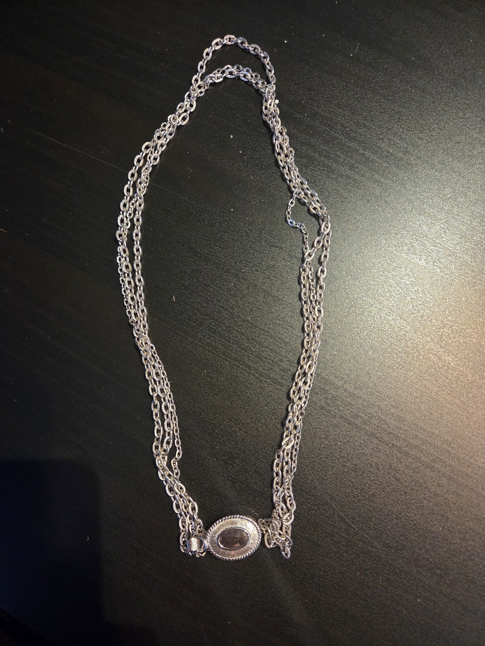 Vintage Avon Silver Multi-Chain Pendant Necklace